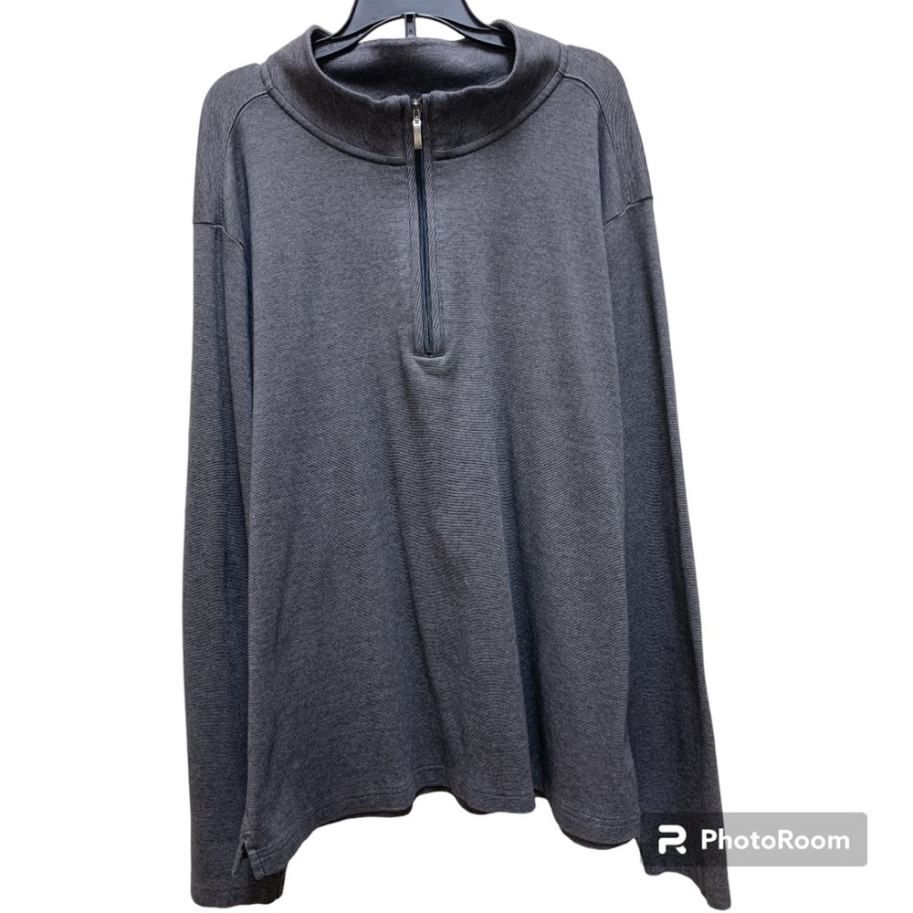 Robert Barakett Men’s Quarter Zip 100% Cotton Charcoal Pullover L/XL